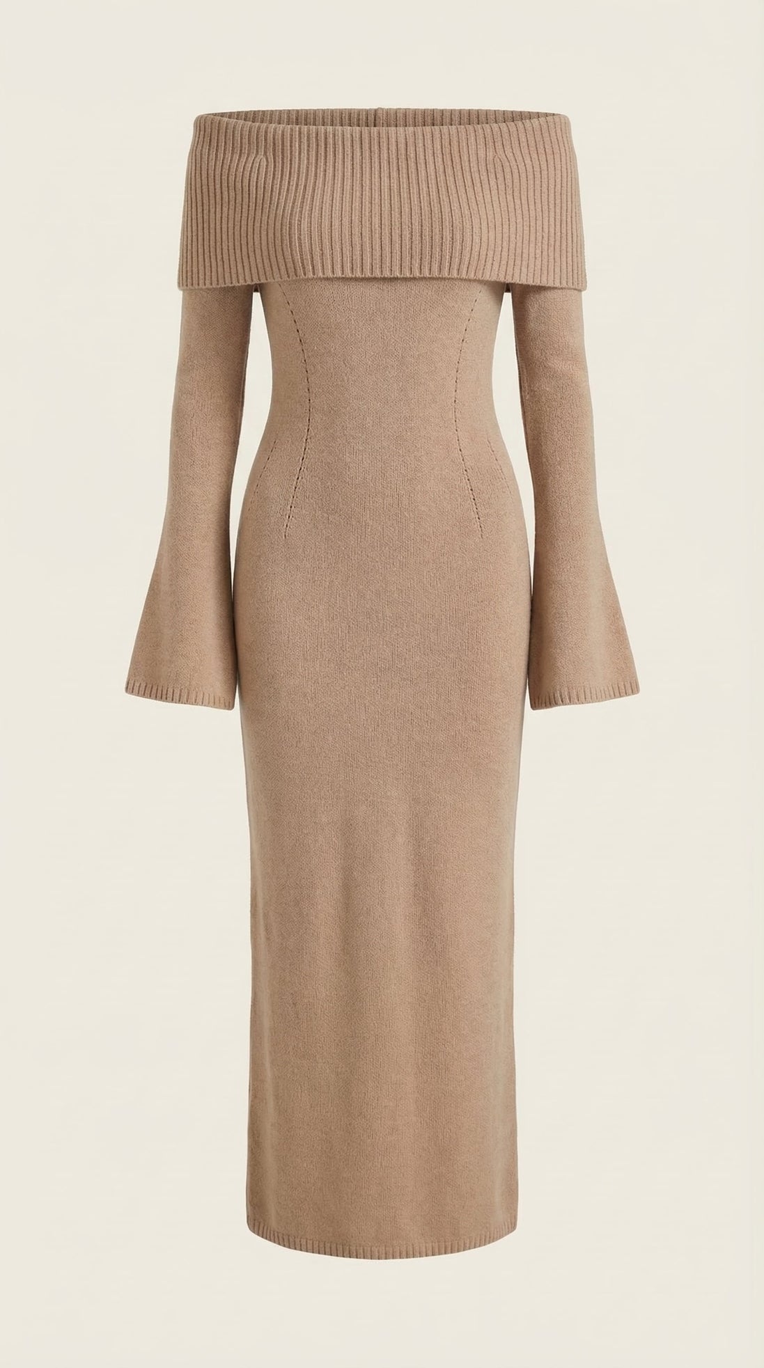 Quinn – Ribbed Maxi Dress Women Off Shoulder Dress Bell Sleeve Elegant