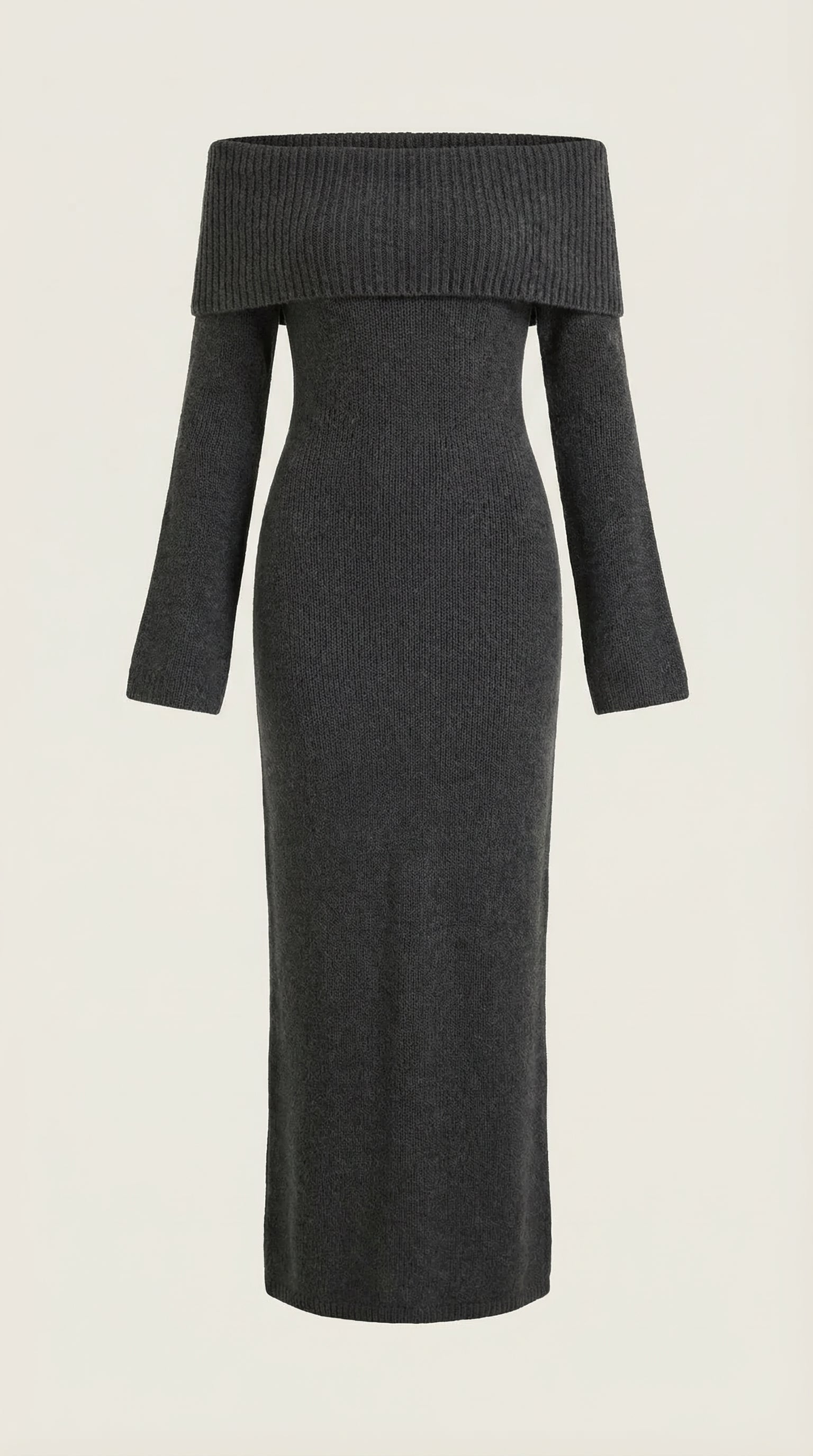 Quinn – Ribbed Maxi Dress Women Off Shoulder Dress Bell Sleeve Elegant