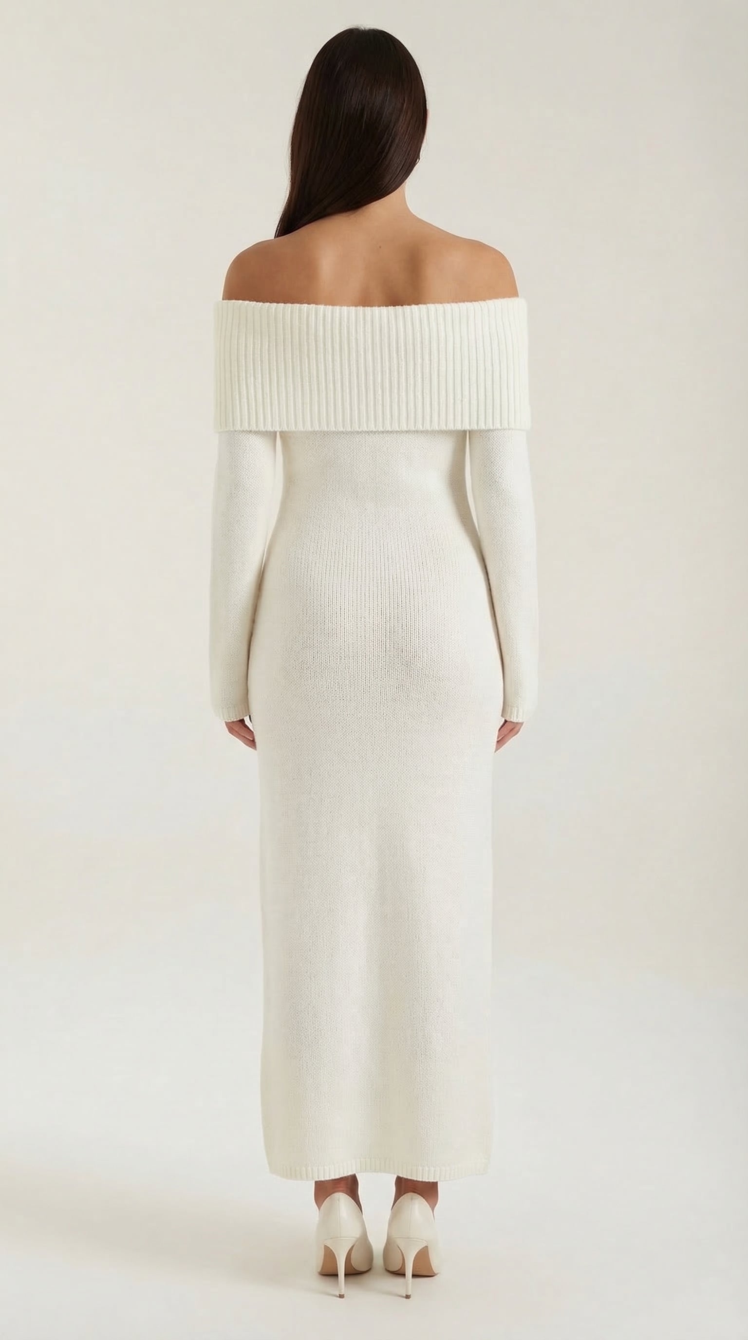 Quinn – Ribbed Maxi Dress Women Off Shoulder Dress Bell Sleeve Elegant