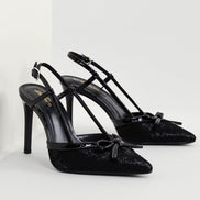 Womens Pointed Toe Court Heels – Bow T Strap Elegant Style