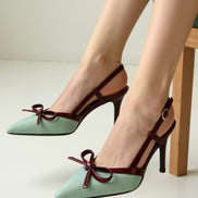 Womens Pointed Toe Court Heels – Bow T Strap Elegant Style