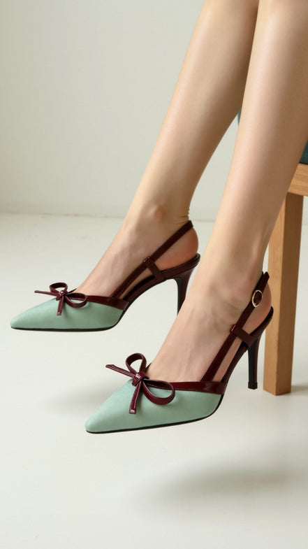 Womens Pointed Toe Court Heels – Bow T Strap Elegant Style