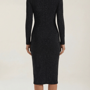 Womens Glitter Midi Dress – Elegant Long Sleeve Evening Style