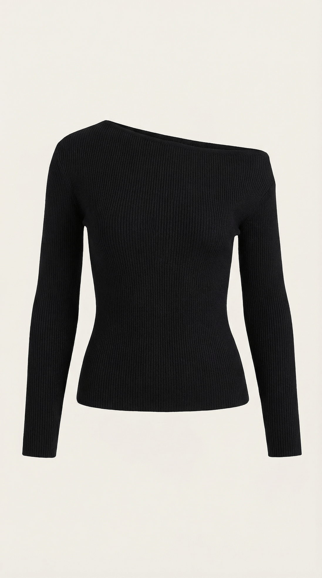Womens Asymmetric Knit Top – Chic Off Shoulder Everyday Style