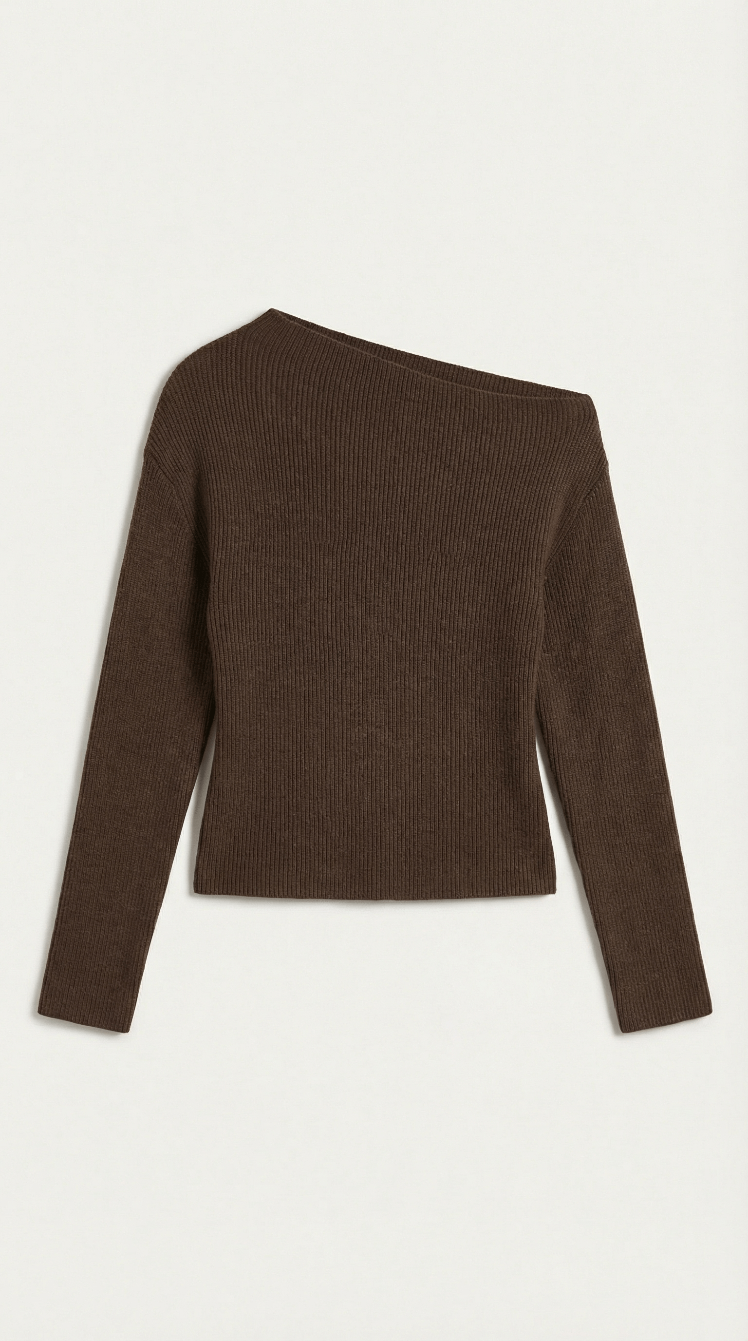 Womens Asymmetric Knit Top – Chic Off Shoulder Everyday Style