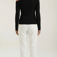 Womens Asymmetric Knit Top – Chic Off Shoulder Everyday Style