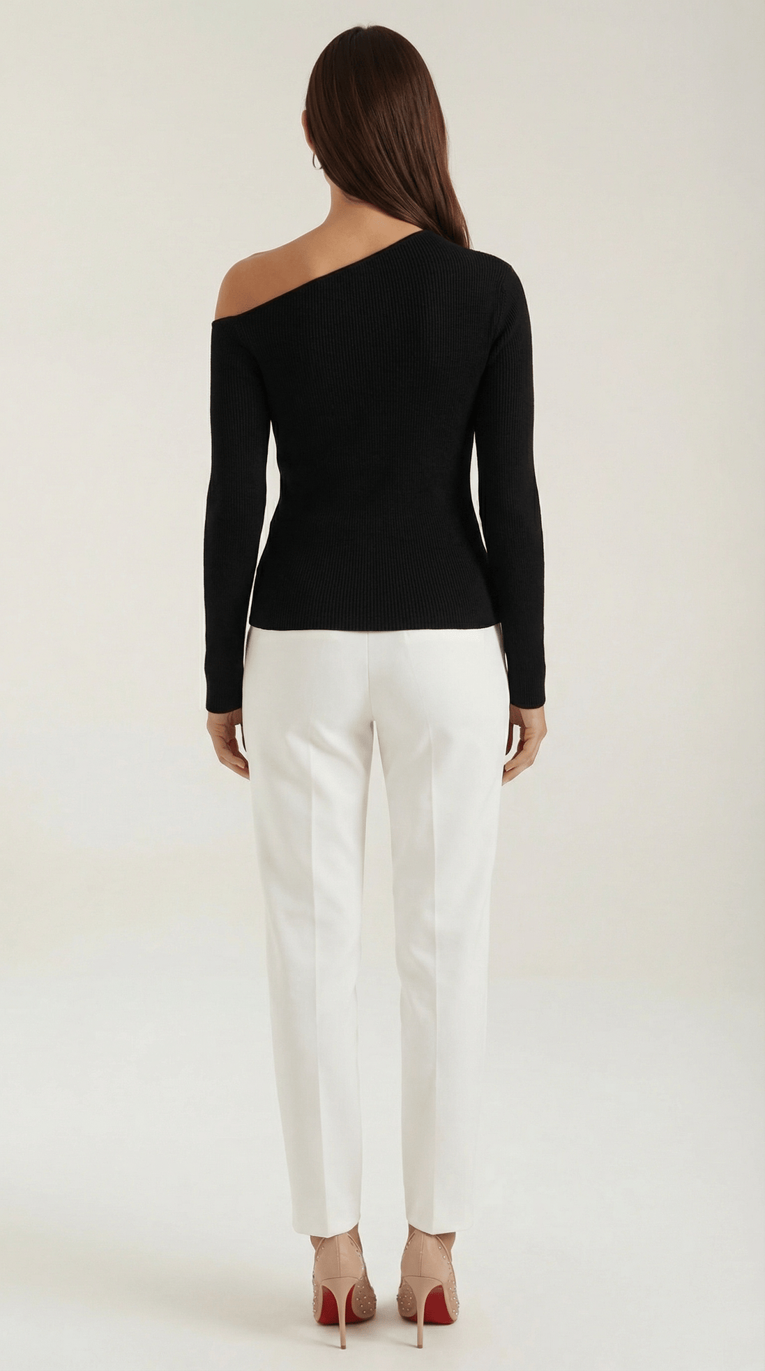 Womens Asymmetric Knit Top – Chic Off Shoulder Everyday Style