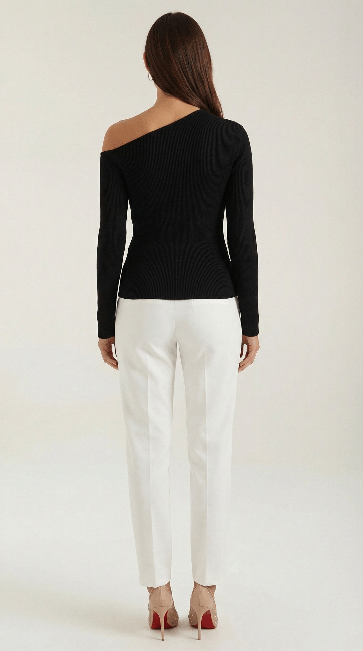 Womens Asymmetric Knit Top – Chic Off Shoulder Everyday Style