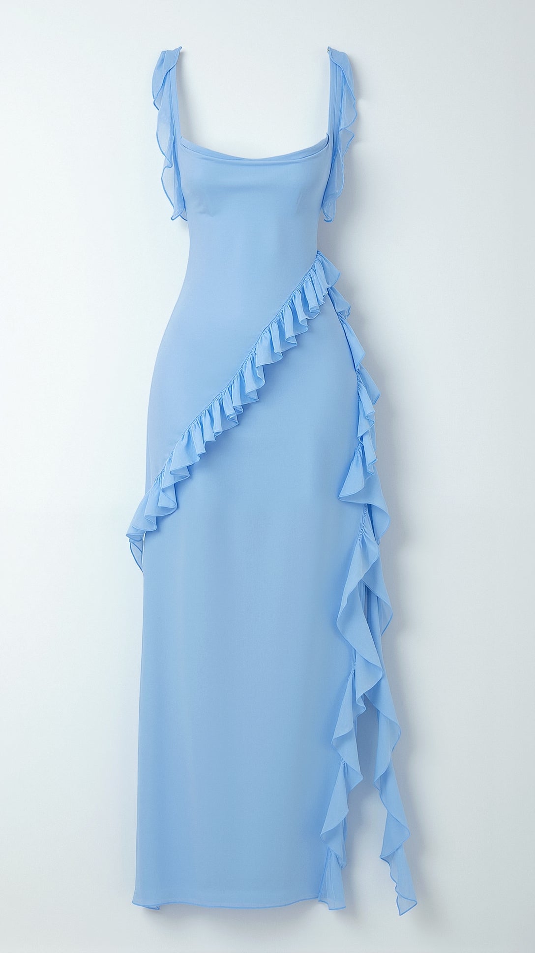 Womens Ruffled Maxi Dress – Dramatic Statement Evening Style