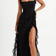 Womens Ruffled Maxi Dress – Dramatic Statement Evening Style