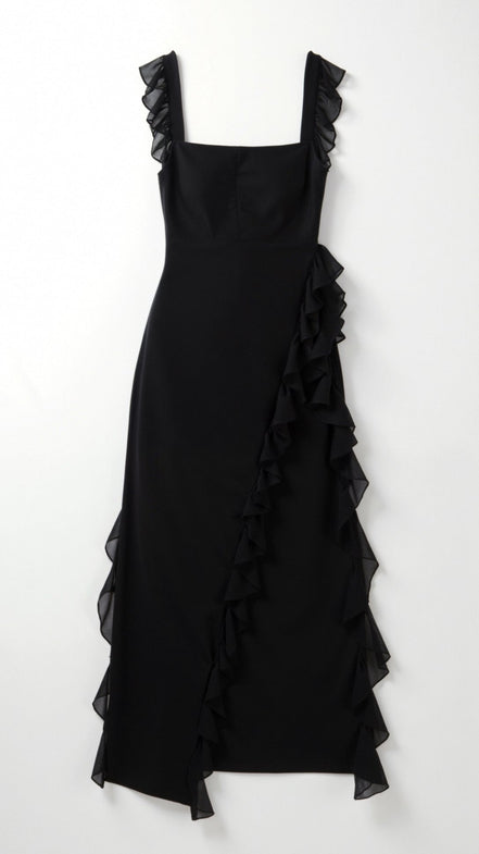 Womens Ruffled Maxi Dress – Dramatic Statement Evening Style