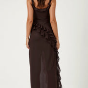 Womens Ruffled Maxi Dress – Dramatic Statement Evening Style