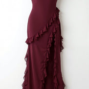 Womens Ruffled Maxi Dress – Dramatic Statement Evening Style