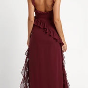 Womens Ruffled Maxi Dress – Dramatic Statement Evening Style