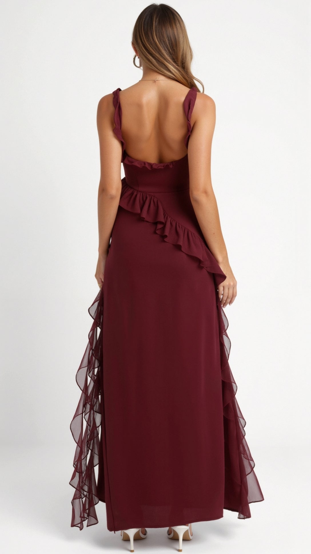 Womens Ruffled Maxi Dress – Dramatic Statement Evening Style
