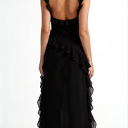 Womens Ruffled Maxi Dress – Dramatic Statement Evening Style