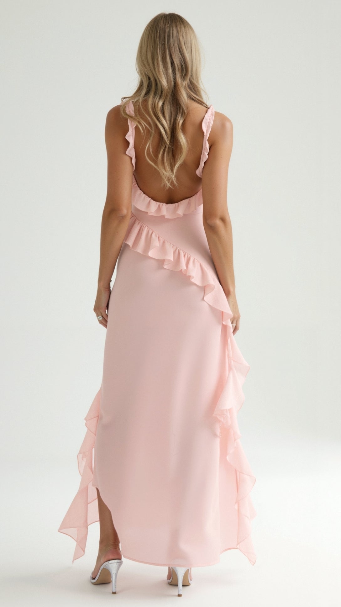 Womens Ruffled Maxi Dress – Dramatic Statement Evening Style