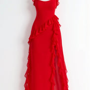 Womens Ruffled Maxi Dress – Dramatic Statement Evening Style