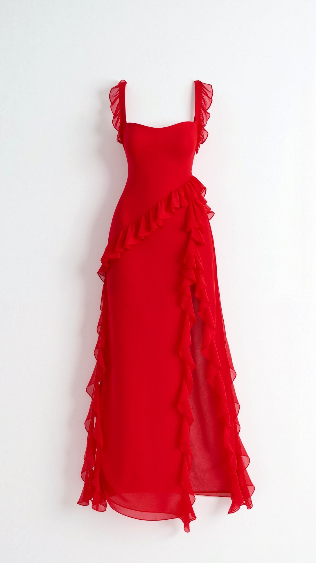 Womens Ruffled Maxi Dress – Dramatic Statement Evening Style