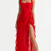 Womens Ruffled Maxi Dress – Dramatic Statement Evening Style