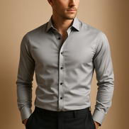 Mens Slim Fit Stretch Shirt - Classic Collar Button-Up