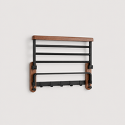 Wall-Mounted Wooden Towel Rack - Bathroom Shelf with Towel Bar